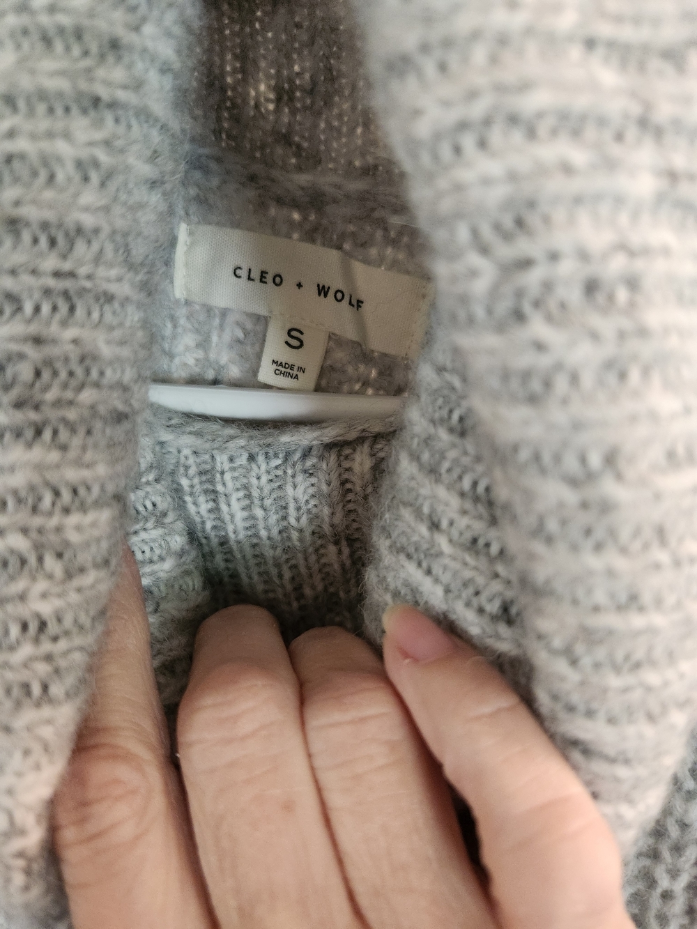 Cleo + Wolf Women's Light Gray Cowl Turtleneck Sweater